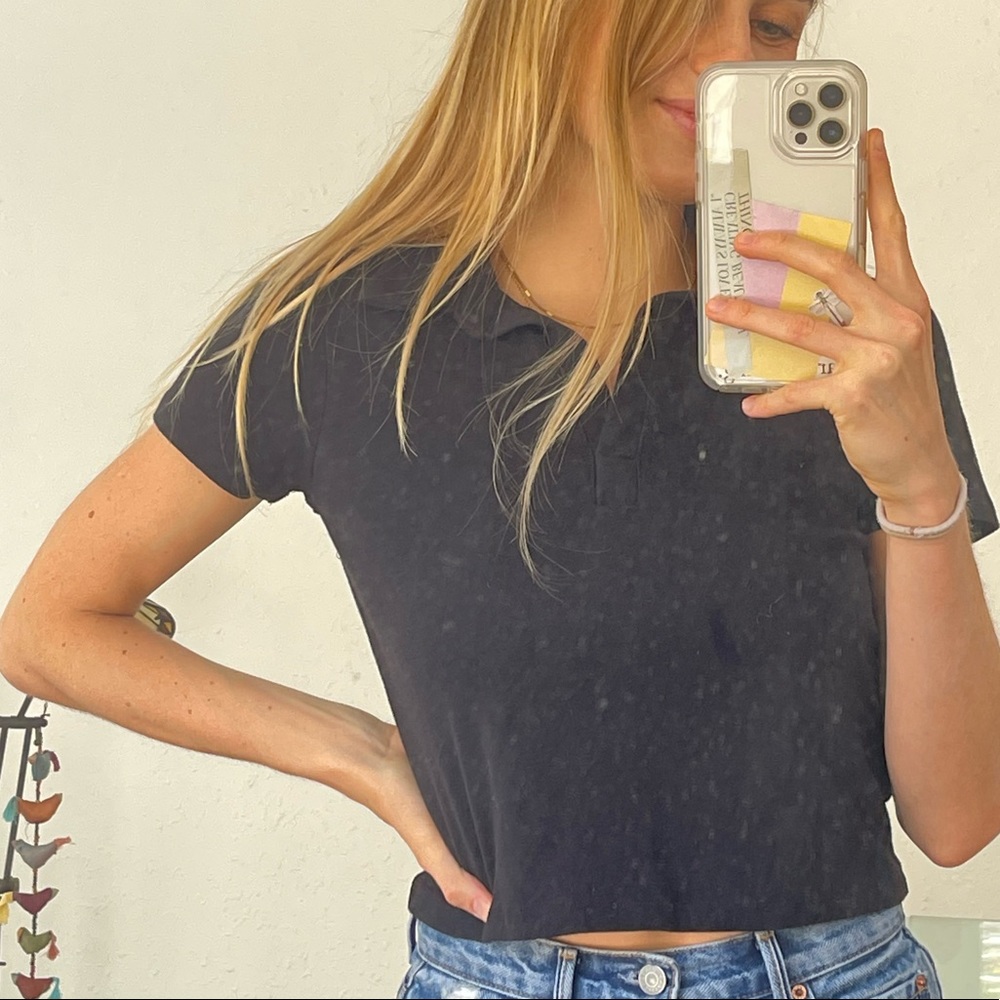 Collared Black Crop Top